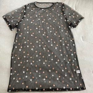 SHEIN - Black see through dress with gold and silver stars